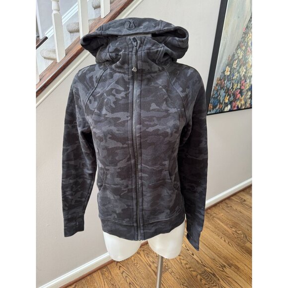 Lululemon Scuba Hoodie Light Cotton Fleece Incognito Camo Multi Grey Size 6 - Picture 2 of 5